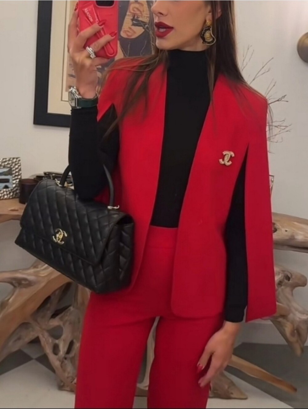 ZARA CAPE BLAZER JACKET RED SIZE S - Picture 11 of 16